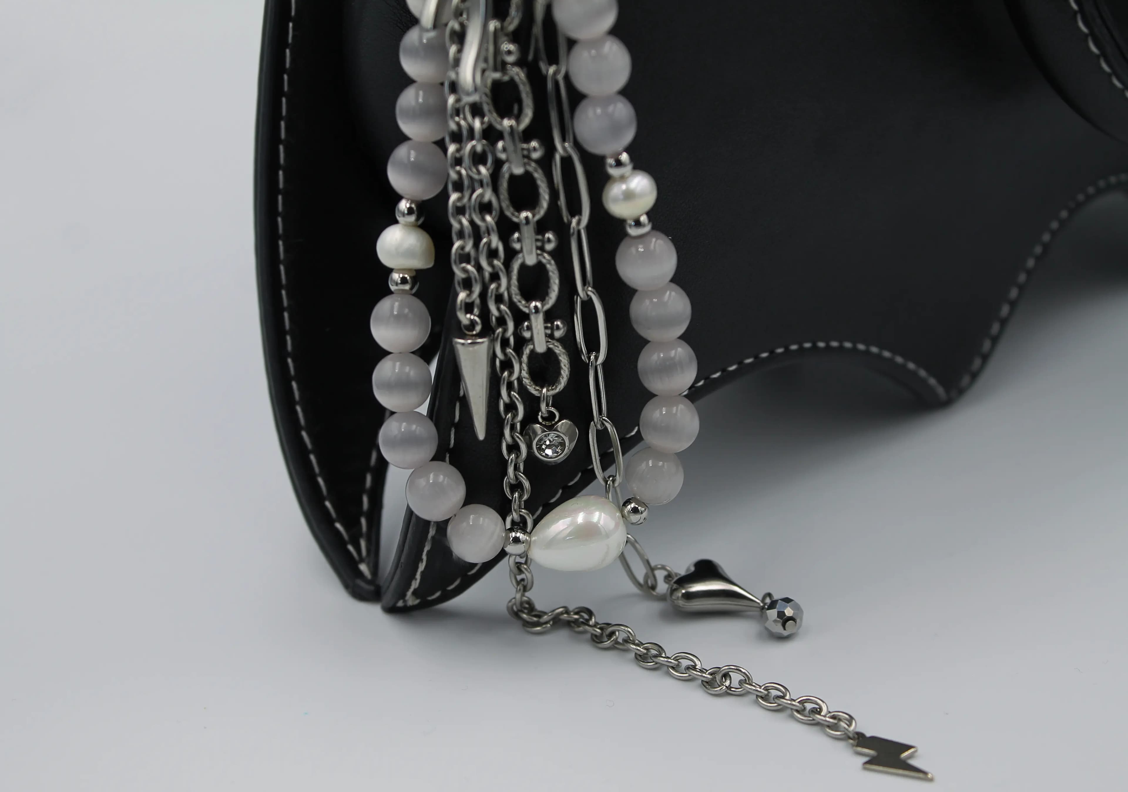 Stormy Pearl Bag Charm 3