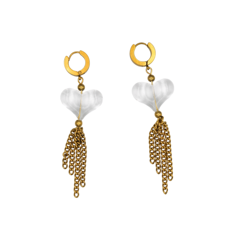 CLEAR HEART EARRINGS